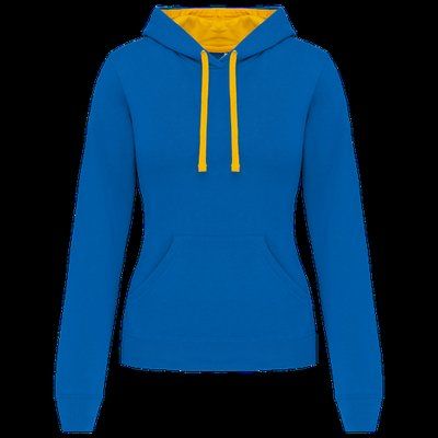 Sudadera de chica con capucha contrastada Light Royal Blue / Yellow XL