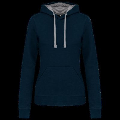 Sudadera de chica con capucha contrastada Navy / Fine Grey S