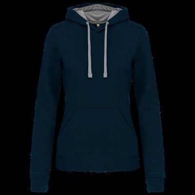 Sudadera de chica con capucha contrastada Navy / Fine Grey XL