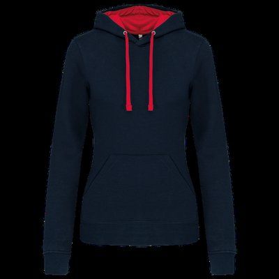 Sudadera de chica con capucha contrastada Navy / Red L
