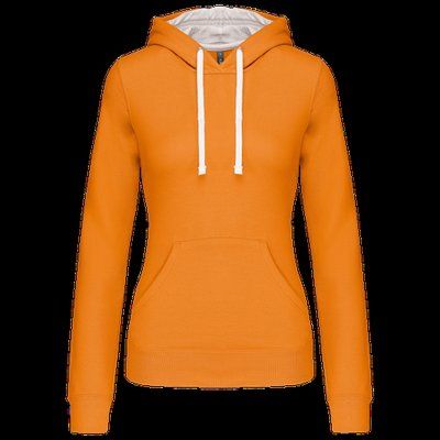 Sudadera de chica con capucha contrastada Orange / White XS