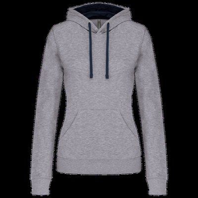 Sudadera de chica con capucha contrastada Oxford Grey / Navy L