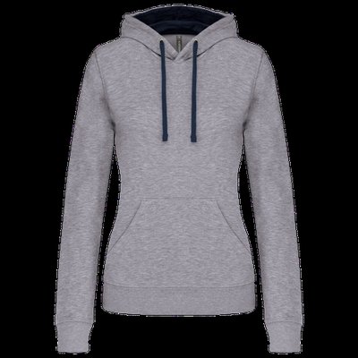 Sudadera de chica con capucha contrastada Oxford Grey / Navy S
