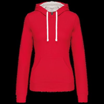 Sudadera de chica con capucha contrastada Red / White Xs