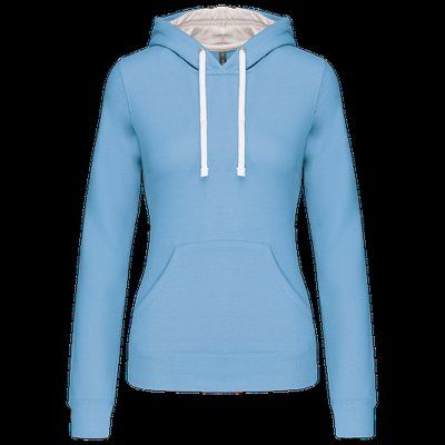 Sudadera de chica con capucha contrastada Sky Blue / White XS