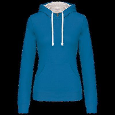 Sudadera de chica con capucha contrastada Tropical Blue / White M