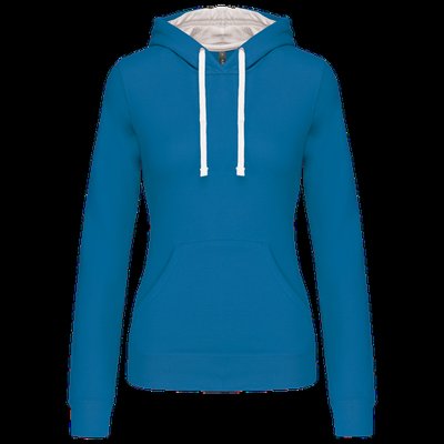 Sudadera de chica con capucha contrastada Tropical Blue / White Xxl