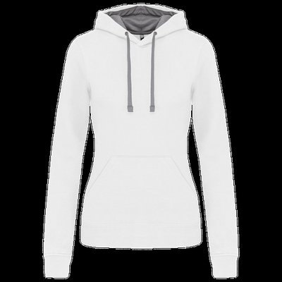 Sudadera de chica con capucha contrastada White / Fine Grey M