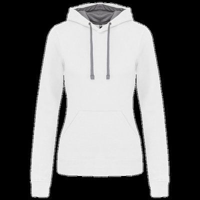 Sudadera de chica con capucha contrastada White / Fine Grey XS