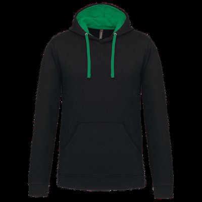 Sudadera clásica con capucha y bolsillo Black / Light Kelly Green Xxl