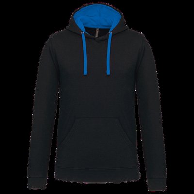 Sudadera clásica con capucha y bolsillo Black / Light Royal Blue Xs