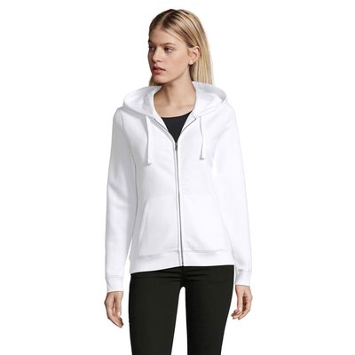 Sudadera con Cremallera y Capucha Mujer 280gr Blanco Xxl
