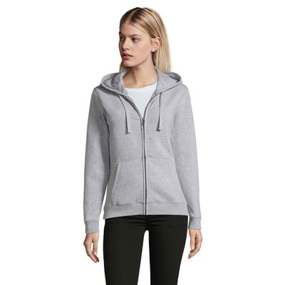 Sudadera con Cremallera y Capucha Mujer 280gr Gris Melange 2 L