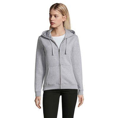 Sudadera con Cremallera y Capucha Mujer 280gr Gris Melange 2 M