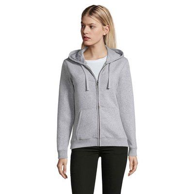 Sudadera con Cremallera y Capucha Mujer 280gr Gris Melange 2 XXL