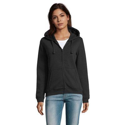 Sudadera con Cremallera y Capucha Mujer 280gr Negro/ Negro Opaco S