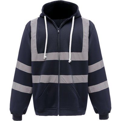 Sudadera de cremallera con tiras reflectantes Navy L