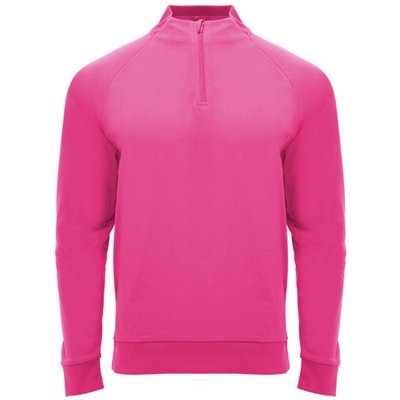 Sudadera cuello con media cremallera Rosa Fluor S