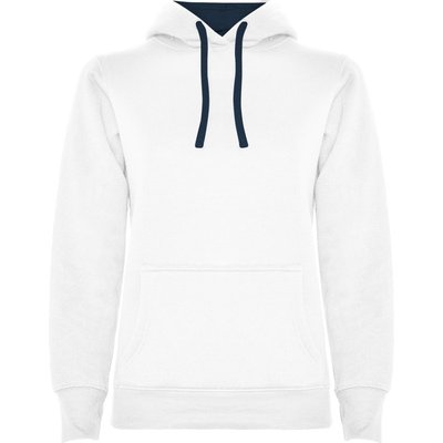 Sudadera Entallada Mujer con Capucha Blanco/Marino Xl