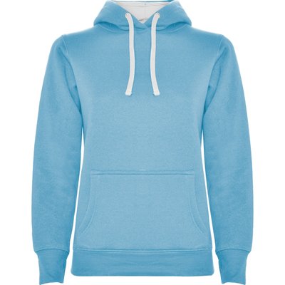 Sudadera Entallada Mujer con Capucha CELESTE/BLANCO M