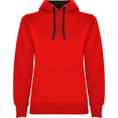 Sudadera Entallada Mujer con Capucha ROJO/NEGRO L