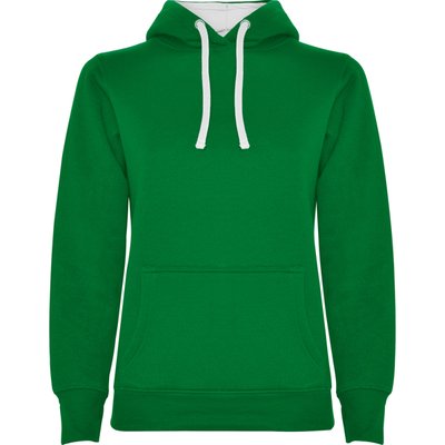 Sudadera Entallada Mujer con Capucha VERDE KELLY/BLANCO S