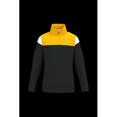Sudadera infantil 1/4 cremallera Black / Sporty Yellow 12/14 Ans