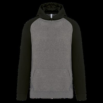 Sudadera infantil bicolor con capucha y bolsillos Grey Heather / Black 8/10 ans