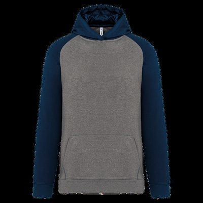 Sudadera infantil bicolor con capucha y bolsillos Grey Heather / Sporty Navy 8/10 Ans