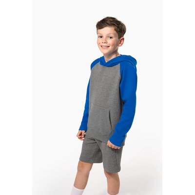 Sudadera infantil bicolor con capucha y bolsillos