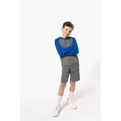 Sudadera infantil bicolor con capucha y bolsillos