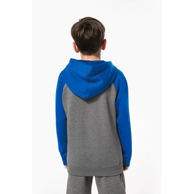 Sudadera infantil bicolor con capucha y bolsillos