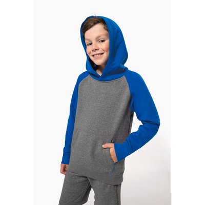 Sudadera infantil bicolor con capucha y bolsillos
