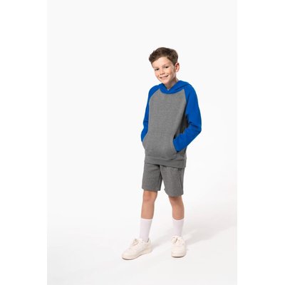 Sudadera infantil bicolor con capucha y bolsillos