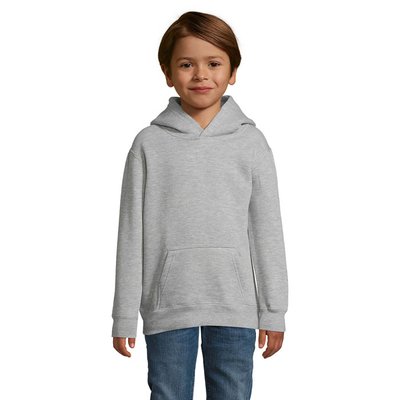 Sudadera Niño Capucha 280g Gris Jaspeado 4Xl