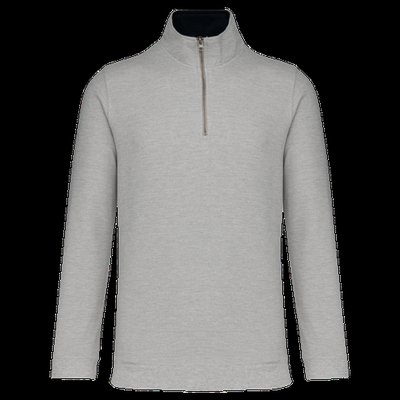 Sudadera punto piqué con cremallera Grey Heather / Navy 3XL
