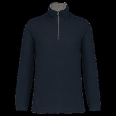 Sudadera punto piqué con cremallera Navy / Grey Heather L