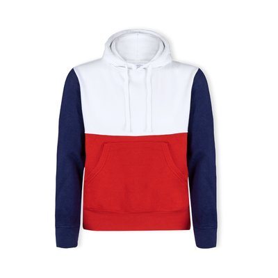 Sudadera Tricolor con Capucha Roj S