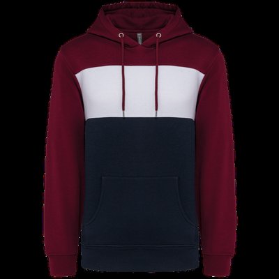 Sudadera tricolor unisex Wine / White / Navy 3Xl