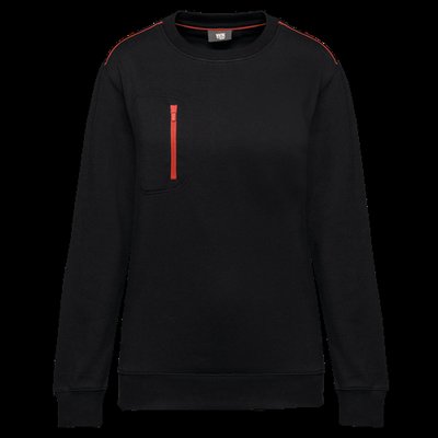 Sudadera unisex con bolsillo a zip Black / Red Xs