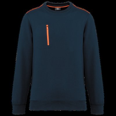 Sudadera unisex con bolsillo a zip Navy / Fluorescent Orange 5Xl