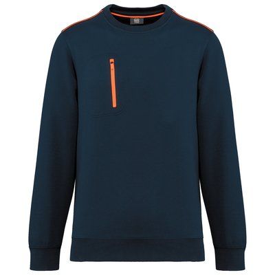 Sudadera unisex con bolsillo a zip Navy / Fluorescent Orange M