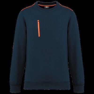 Sudadera unisex con bolsillo a zip Navy / Fluorescent Orange XL
