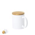 Taza de cerámica con tapa de bambú y acabado mate