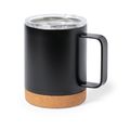 Taza 330ml con Doble Pared y Tapa Neg