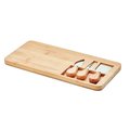 Tabla de Bambú con 2 Cuchillos y Tenedor Madera