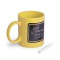 Taza 370ml con pizarra en 1 cara y tiza Amarillo