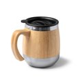 Taza de acero inoxidable y bambú con tapa