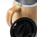 Taza de acero inoxidable y bambú con tapa