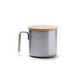 Taza de acero reciclado con asa y tapa de bambú Plata